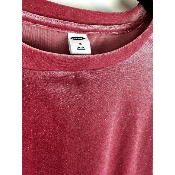 Pre-Loved Mauve Pink velvet glitter Old Navy top sz-xs - Picture 3 of 5
